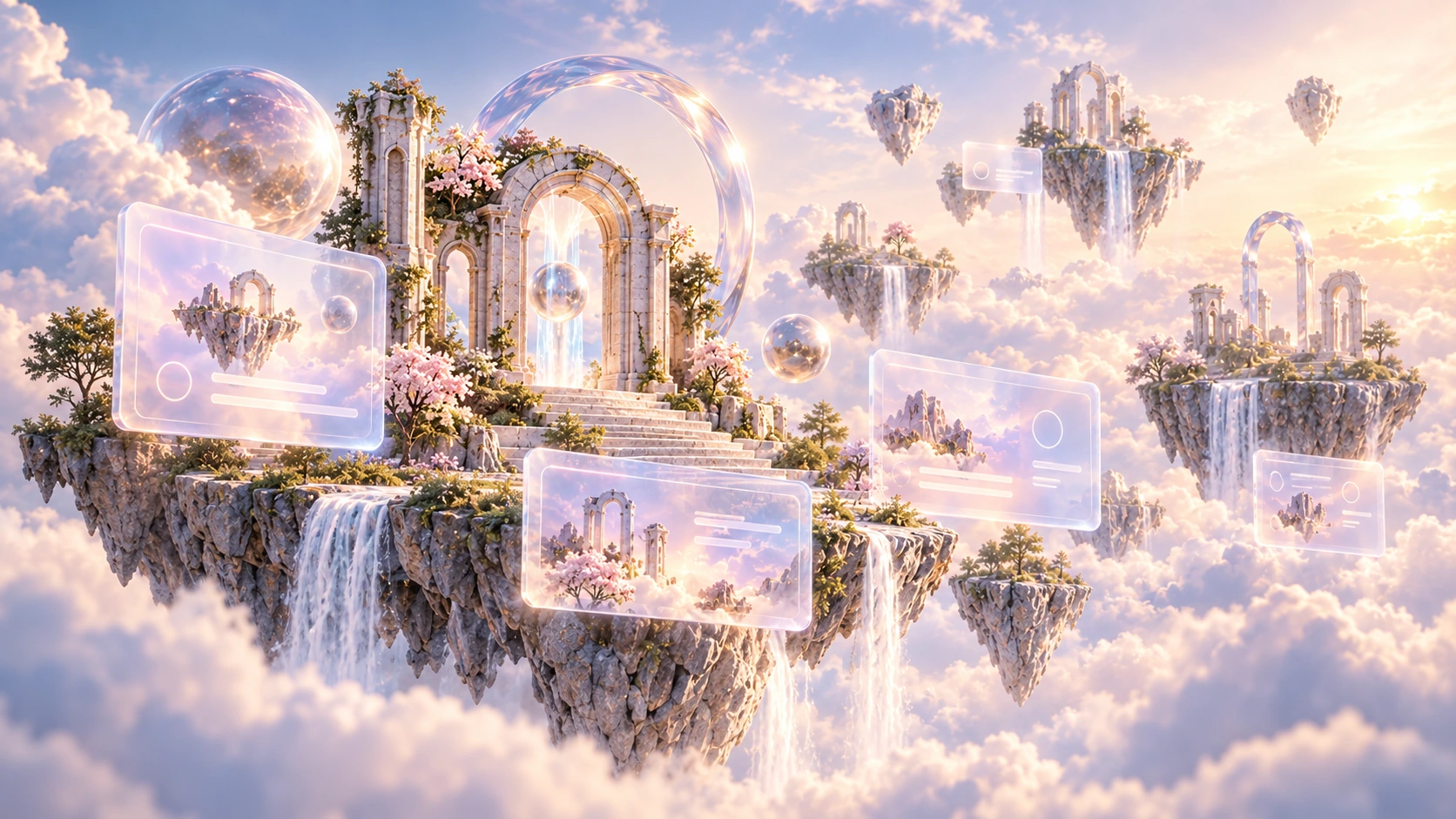 Floating islands in a bright cloud world